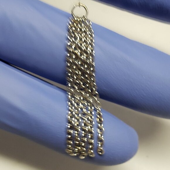 Stylish Women's Polished Silver-tone Hoop Fringed Drop Dangle Earrings - 4" long - Picture 4 of 5